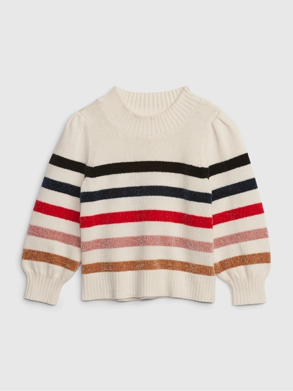 GAP Toddler Stripe Mockneck Sweater, Chino Beige, Size 5T